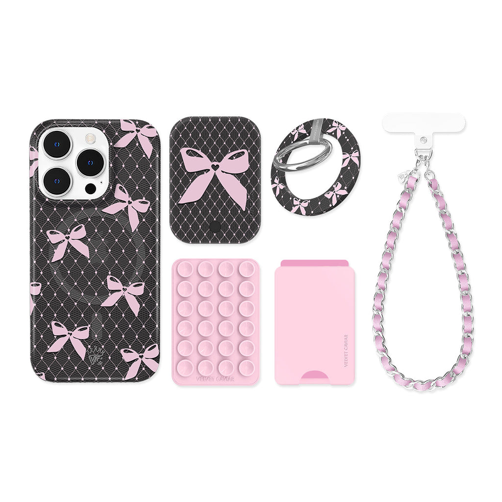 Lacy Pink Bows iPhone Bundle Set