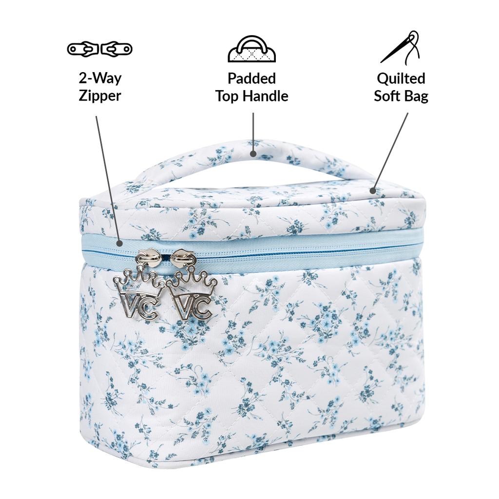 French Blue Floral Vanity Bag